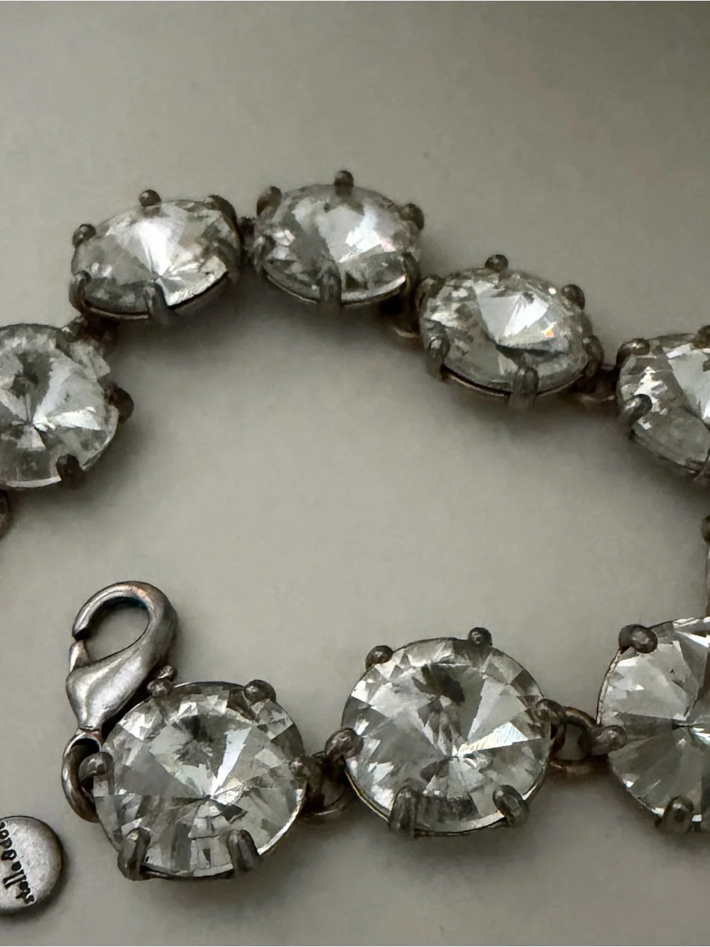 Stella and Dot Silver Bracelet w/ Faceted Clear Stones